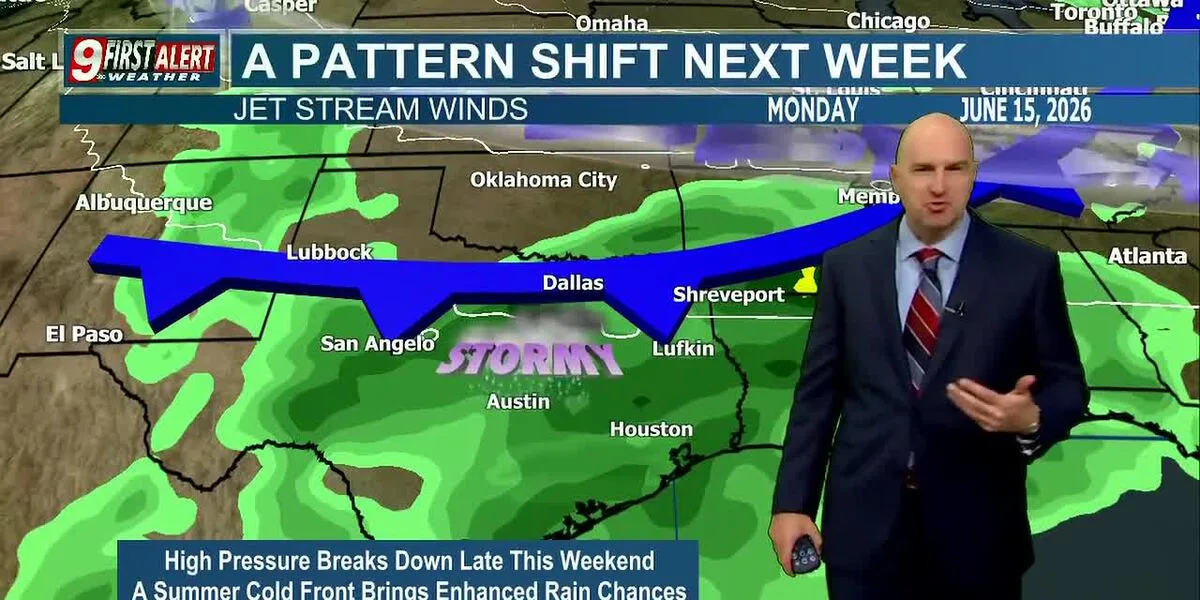 Staying hot, humid, and mainly dry until a summer cold front ramps up our rain and storm chances early next week