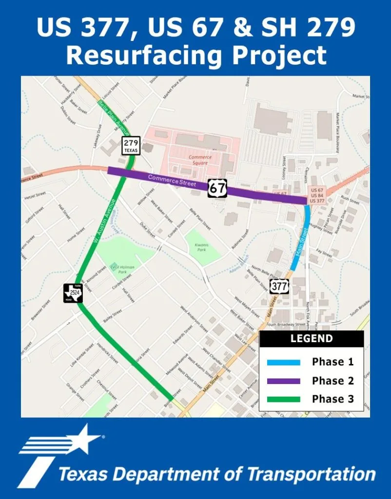 Resurfacing project for US 67, US 377, SH 279, and FM 2524 begins June 14